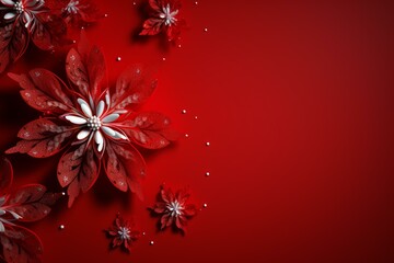 Poster - Christmas poinsettia flowers creating a festive holiday background with copy space