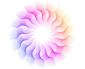 Poster - Design elements. Wave of many sparkling lines. Abstract circle glow wavy shape on a white background isolated. Creative line art.  jpg art deco style for wedding invitation