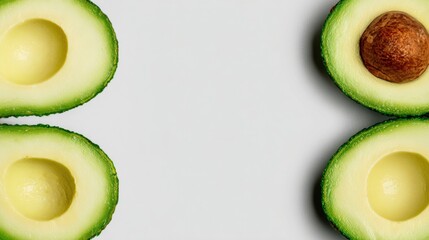 Poster - Mirrored Avocado Halves Create a Clean, Modern Design Element With a Fresh and Vibrant Look