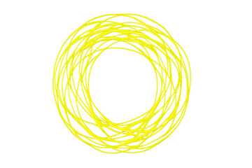 Aufkleber - Yellow tangled scribble forming a circle on a transparent background, ideal for creative projects