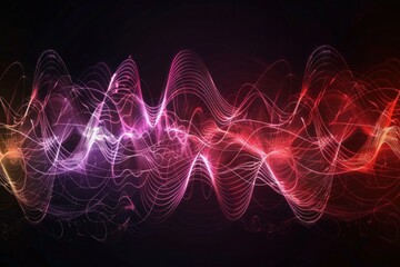 Aufkleber - Abstract colorful light waves flowing on black background, representing energy, frequency, and vibration