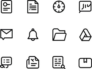 Fototapete - Collection of simple black outline icons representing various digital and business concepts