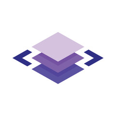 Leinwandbilder - The image shows a logo design of three stacked square shapes in purple color between two comparison operators for coding related purposes 
