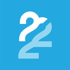 Poster - The image shows a geometric logo design of a number 222 in blue and white color in simple flat style that looks clean and modern on a light blue background