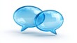 © Denis Renkas - Two green overlapping glass speech bubbles on white background. UI interface element.
