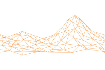 Aufkleber - Orange connected lines forming a mountain range on a transparent background, ideal for technology or futuristic concepts