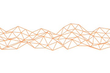 Poster - Orange connected lines forming a plexus effect creating a wave shape over a transparent background