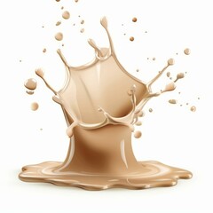 Poster - Creamy chocolate milk splashing and making a crown shape isolated on white background