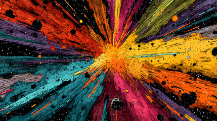 Poster - Abstract pop modern colorful background with the explosion of colors to the beat.