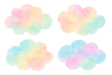 Leinwandbilder - Soft watercolor clouds in pastel hues drifting across transparent background, evoking gentle, dreamy mood