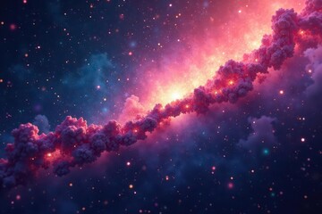 Wall Mural - Abstract cosmic nebula with vibrant flare and glittering stardust , digital art, galaxy, shine