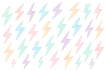 Poster - Lightning bolt pattern featuring hand-drawn symbols in soft pastel tones, creating playful graphic element against transparent backdrop