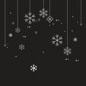 Christmas Background with Mistletoe Branches,Pinecones, Berries and Snowflakes