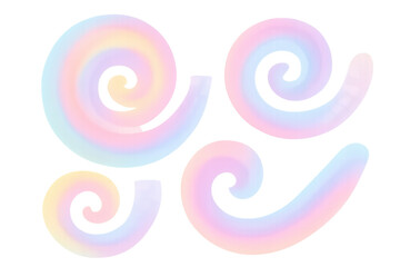 Poster - Four colorful holographic spirals creating a vibrant and playful design on a transparent background