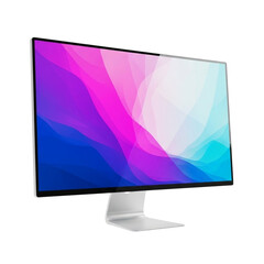 Fototapete - Modern computer monitor displaying abstract colorful waves isolated on transparent background