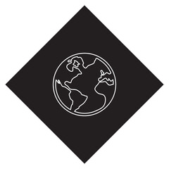 Poster - Globe icon vector. Earth logo design. Planet vector icon illustration in rhombus isolated on white background