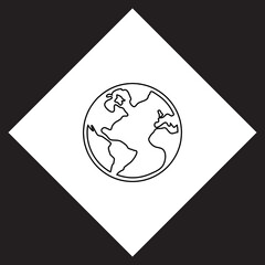 Poster - Globe icon vector. Earth logo design. Planet vector icon illustration in rhombus isolated on black background