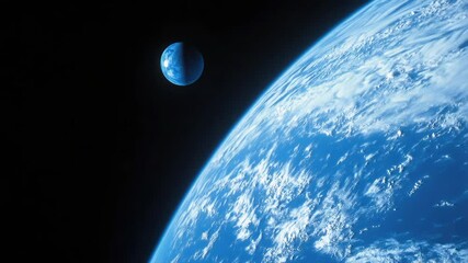 Wall Mural - a digital of earth's moon against a distant planet, showcasing the beauty and vastness of space.