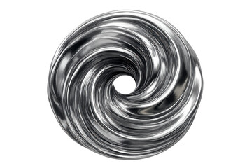 Poster - Circular metallic form swirling inwards, creating a hypnotic vortex against a transparent background
