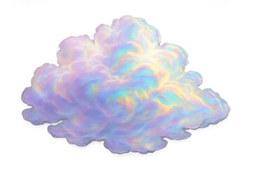 Poster - Iridescent cloud swirling with holographic hues, floating against transparent backdrop, embodying ethereal fantasy aesthetic