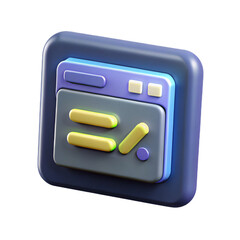 Aufkleber - 3D Coding Interface Icon with Transparent Background A Modern and Unique Design for Software Development and Programming Applications in Blue
