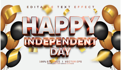 Poster - happy independent day vector text effect with modern style design