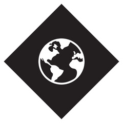 Poster - Globe icon vector. Earth logo design. Planet vector icon illustration in rhombus isolated on white background
