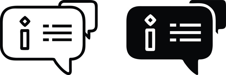 Poster - Chat Information Icon Vector – Black and White Message Info Speech Bubble Symbol Illustration