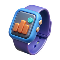 Leinwandbilder - 3D Smartwatch with Graph Display on Transparent Background A Modern Icon for Fitness Tracking and Data Visualization in Digital Design