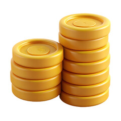 Poster - 3D Stack of Coins Icon on Transparent Background A Modern Symbol for Finance and Investment in Digital Design and E-commerce