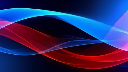 Wall Mural - Interwoven, translucent waves of vibrant blue and red hues on a dark gradient background