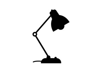 Fototapete - Isolated black silhouette of a desk lamp with adjustable arm on a white background for graphic design