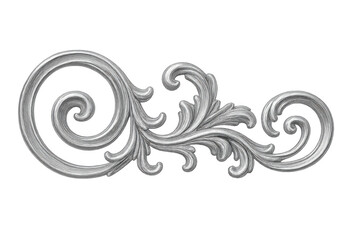 Poster - Metallic silver ornament with a flourish design isolated on transparent background, perfect for adding a touch of elegance to any project