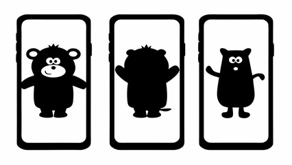 Poster - Three phone screens displaying cartoon characters