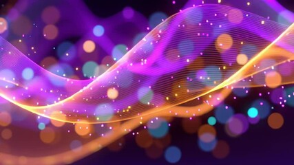 Poster - Vibrant Colorful Waves with Sparkling Particles