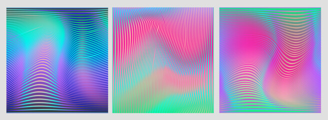 Poster - Abstract vector backgrounds in futuristic style features flowing curved lines with gradients of pink, purple, blue, and peach. Dynamic movement and smooth color transitions create a modern look.