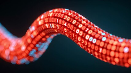 Poster - Dynamic Wave of Binary Data Flowing in Red and Blue