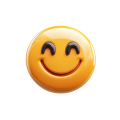 Poster - 3D Render of a Classic Emoji Design Smiling Face Icon Happiness Joy on transparent background