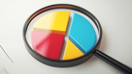 Poster - Magnifying glass over a colorful pie chart on a document.