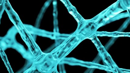 Poster - Abstract Turquoise Network Structure Interconnected Lines and Nodes on a Black Background