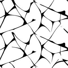 Poster - Abstract black and white pattern featuring intersecting lines and irregular shapes creating a dynamic design