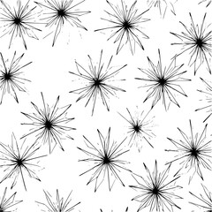 Poster - Seamless pattern of abstract starburst shapes with black lines on a white background illustration art