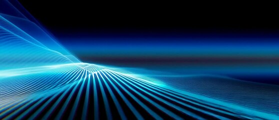Poster - Dynamic Blue Light Waves on Dark Background
