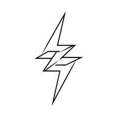 Poster - A symmetrical lightning bolt design with sharp edges in black outline against white background view centered