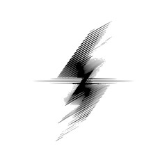 Poster - Abstract black and white design featuring intersecting lines and textured brushstroke effects in monochrome style