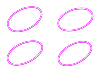 Aufkleber - Glowing pink neon oval frames leaning at angles, providing vibrant transparent backdrop for design highlighting graphic elements