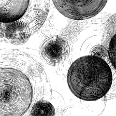 Poster - Abstract background with concentric circles and radiating lines in black and white creating visual texture