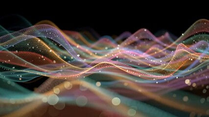 Poster - Dynamic Multicolored Wave with Glittering Particles