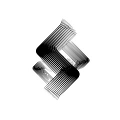 Poster - Abstract black and white geometric shape formed by parallel lines creating a unique design element