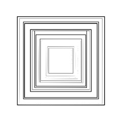 Poster - Concentric squares illustration with varying line thickness and nested arrangements in a white space